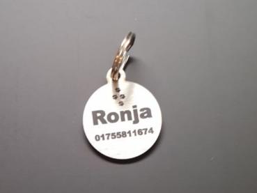 Edelstahl Hundemarke mit beidseitiger Gravur